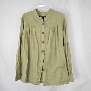 The J Peterman Company Men's Size L Green Long Sleeve Button Down